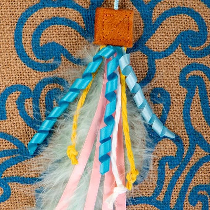 Petlinks Rowdy Rug Jute Scratch Mat with Feather Cat Toy & Playful Fringe, 20" L X 0.5" W X 14" H