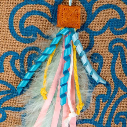 Petlinks Rowdy Rug Jute Scratch Mat with Feather Cat Toy & Playful Fringe, 20" L X 0.5" W X 14" H