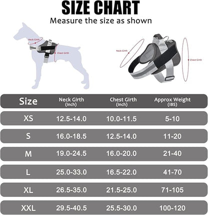 Bolux Dog Harness, No-Pull Reflective Dog Vest, Breathable Adjustable Pet Harness with Handle for Outdoor Walking - No More Pulling, Tugging or Choking (Black, XL)