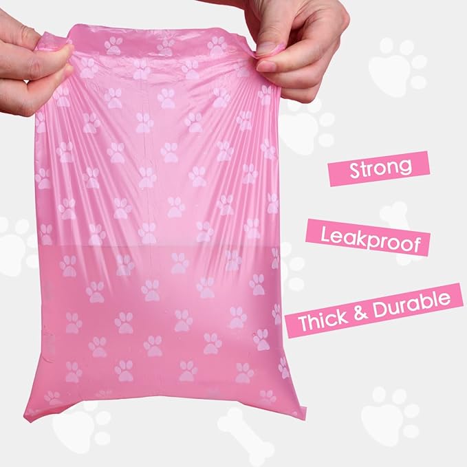Poop Bags Rolls 256 Count - 9x13 Inches Pink Thickened Leakproof Lavender scent Poo Bags for Dogs, Eco-Friendly Pet Waste Bags for Walking,Travel,Home.