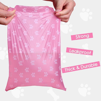 Poop Bags Rolls 256 Count - 9x13 Inches Pink Thickened Leakproof Lavender scent Poo Bags for Dogs, Eco-Friendly Pet Waste Bags for Walking,Travel,Home.