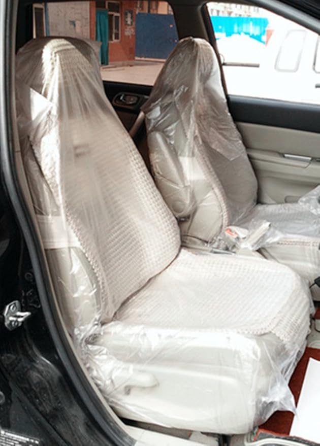 Moyishi Car Disposable Plastic Seat Covers Vehicle Protector Mechanic Valet Pet Seat Covers (100PCS)