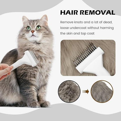 Cat Brush, Pet Hair Removal Tool, Lightweight Deshedding Dog Brush,Cat Brushes for Indoor Cats,Dematting Comb for Dogs Cats,Remove Loose Hair,Pet Grooming Undercoat Rake(White)