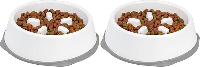 IRIS USA 4 Cups Slow Feeder Dog Bowl, Anti-Choking, Anti-Slip, Easy to Clean, Interactive Puzzle Toy, Healthy Digestion, Long snouted, Dogs Cats & Other Pets, BPA, PVC, Phthalate Free, White/Gray