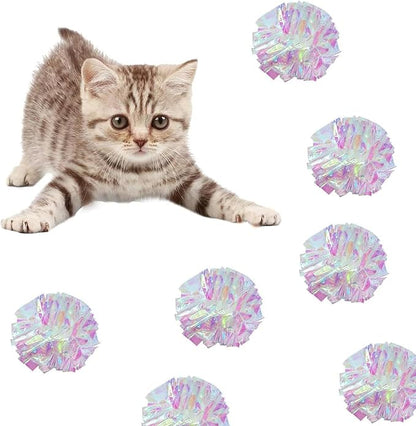 Framendino, 20 Pack Dye Free Cat Crinkle Balls, 2 Inches Mylar Shiny Balls Chew and Chase Lightweight for Indoor Cats to Keep Fit Active