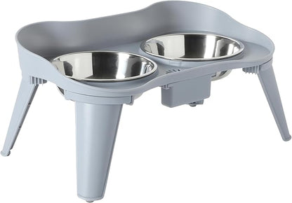 Gibson Home Wags N’ Whiskers 3 Piece Elevated Pet Bowl Set, 12oz Stainless Steel Dog & Cat Bowl with PP Stand, Non-Slip Raised Feeder, Food & Water Station, Dishwasher Safe, Blue