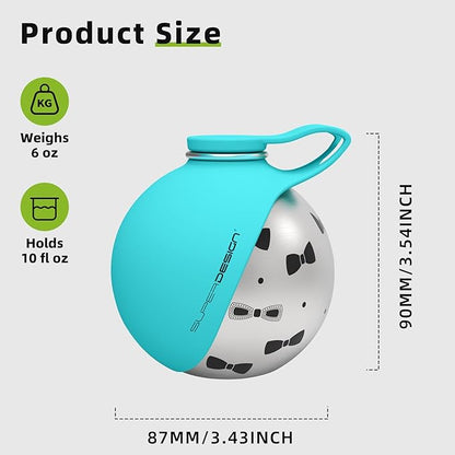 2-in-1 Portable Dog Water Bottle for Small Dogs - Leak-Proof & Compact Dog Travel Water Bottle -Stainless Steel Bottle & Silicone Bowl - Ideal for Walking, Hiking & Travels(10 fl oz, Blue)
