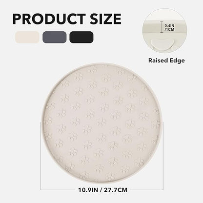 Pet Feeding Mat, Waterproof, Raised Edges to Prevent Spills, Easy Clean in Dishwasher, Dogs and Cats Placemat Tray to Stop Food and Water Bowl Messes on Floor(1Pack Beige)