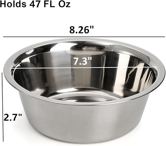 DEAYOU 4-Pack Stainless Steel Dog and Cat Bowl, Metal Food and Water Dish, 8.26" Basic Pet Feed Bowl for Large Medium Dog, 47 OZ Replacement Bowls for Elevated Stand, Dishwasher Safe