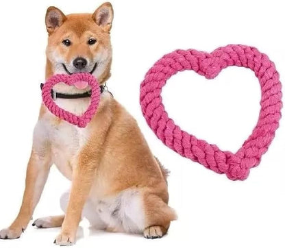 Pink Cute Dog/Cat Chew Toys, Dog Toys for Chewers, Heavy Duty Dental Dog Rope Toy for Dogs, Creative Love Heart Shaped Interactive,Puppy,Girl Puppy