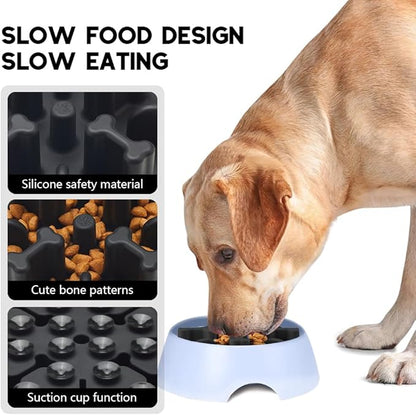 Soft Silicone Anti-Choking Puzzle Dog Bowl Insert, Anti-Slip Slow Eating Feeder for Regular Elevated Dog Bowls