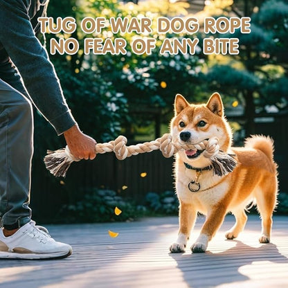 Ycozy 4-Knot Rope Toy for Medium/Small Dogs - 26in Aggressive Chewer Puppy Tug Toy, Almost Indestructible Teething Chew Toy