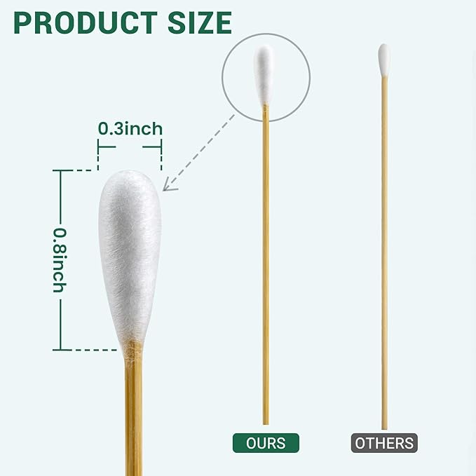 200PCS Large Cotton Swabs, Dog Cotton Swabs for Ears, 6" Long Dog Ear Swabs Large Size, Highly Absorbent Cotton Buds with Strong Bamboo Stick, Specially Designed for Dogs Cats Ear Cleaning, Pet Care