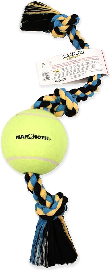 Mammoth Flossy Chews Tug with BIG 6-Inch Tennis Ball, X-Large, 36-Inch, Assorted Multicolor (51100F)