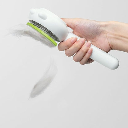 Magic Pet Grooming Brush, Self-Cleaning for Long Hair Cats and Dogs (Green)