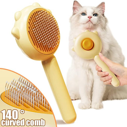Slicker Brush, 2023 New Pet Hair Cleaner Brush, Cat Grooming Brush Long or Short Hair, Self Cleaning Slicker Comb for Kitten, Removes Tangles Loose Fur (2Pcs#A)
