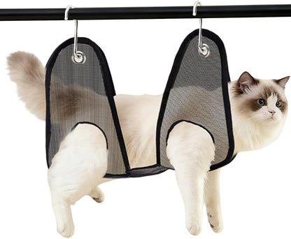 Cat Grooming Hammock, Anti-Scratching Mesh Bag, Dog and Cat Grooming Harness with S-Hook, Adorable Mesh Build, Puppy Kitten Home and Bathroom Tool for Ear Washing Combing Bathing
