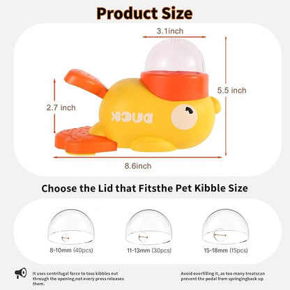 Interactive Dog Treat Dispenser Toy, Cute Duck Slow Feeder & Food Puzzle for Cats/Puppies - Durable IQ Training Pet Toy for Boredom Relief & Healthy Digestion