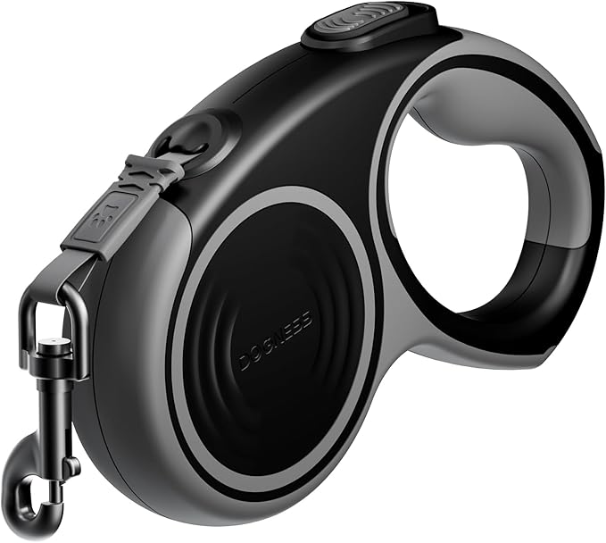 DOGNESS 16.4 Ft Retractable Dog Leash, Heavy Duty Great Leash for Dog up to 80 lbs, One Button Brake & Lock Anti-Slip Handle Tangle Free（Dark Grey）