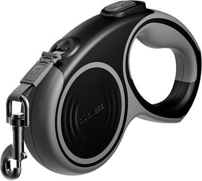 DOGNESS 16.4 Ft Retractable Dog Leash, Heavy Duty Great Leash for Dog up to 80 lbs, One Button Brake & Lock Anti-Slip Handle Tangle Free（Dark Grey）
