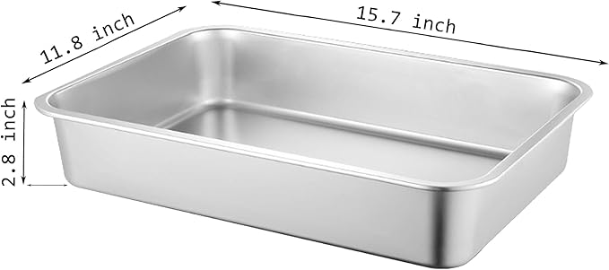 Stainless Steel Cat Litter Box, 15.7"×11.8"×2.8" Metal Litter Pan, Small Litter Box for Little Cats Kittens, Easy Cleaning