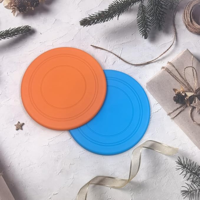 coldchill 7 Inch Dog Flying Disc, Puppy Flyer Toy React Faster Training Interactive Toys for Small Medium Dog, Lightweight Durable and Water Resistant Floating Saucer (Blue+Orange)