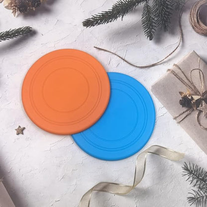 coldchill 7 Inch Dog Flying Disc, Puppy Flyer Toy React Faster Training Interactive Toys for Small Medium Dog, Lightweight Durable and Water Resistant Floating Saucer (Blue+Orange)