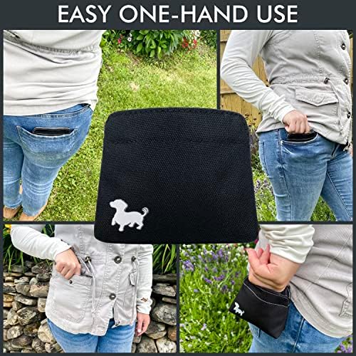 Small Dog Treat Pouch – Slim Magnetic Pocket Dog Treat Bag for Walking & Training – Discreet Clip On Treat Pouch for Leash, Waistband or Pocket – Mess Free Storage (Black/Gray) - Image 5
