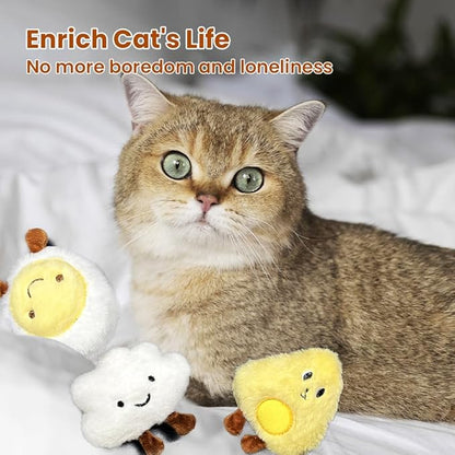 4 Pack Catnip Toys, Soft Stuffed Crinkle Cat Toys for Indoor Cats, Interactive Cute and Durable Kitten Toy, Cat Kicker for Kitten Exercise 4 Inches for All Breeds