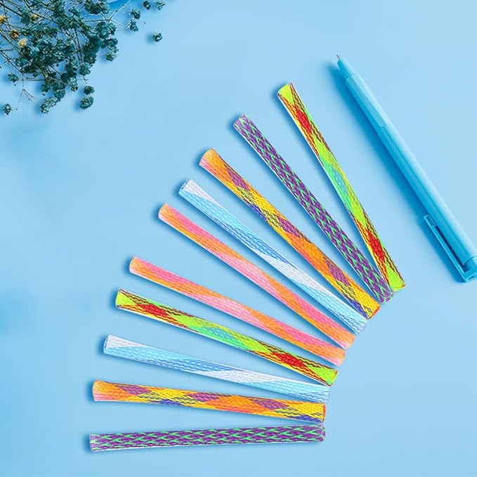 WishLotus Cat Toys, 30pcs Interactive Cat Toy Colorful Cat Stick Toy Telescopic Cat Mesh Pole Cat Jumping Toy Flexible & Shapeable Cat Spring Tube Kitten Chew Toys to Kill Time and Keep Fit (30pcs)