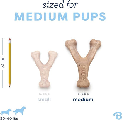 Benebone Puppy Wishbone Durable Dog Chew Toy for Gentle Chewers, Real Bacon, Made in USA, Medium