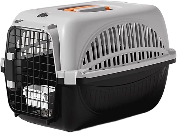 18" Hard-Sided Travel Pet Carrier for Small Dogs and Cats, Handle and 4 Sides Ventilation for Pet, Portable Crate with Steel Wire Door and Security Lock for Car, Airplane, Outdoor (Black)