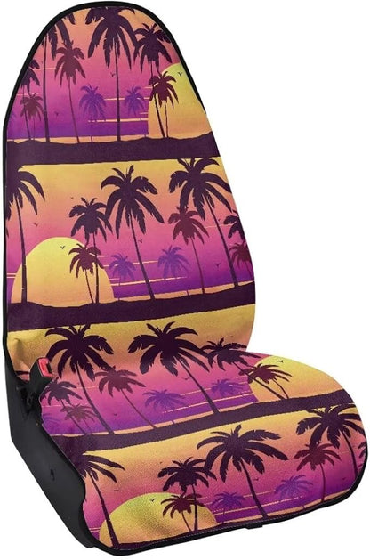 Coldinair Palm Tree Sunset Towel Seat Covers for Cars,SUVs,Trucks,Waterproof Sweating Car Front Seats Protector Cover for Workout,Gym,Beach,Universal Auto Interior Accessories for Women Men