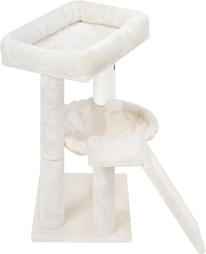 YOUPET Cat Tree with Cat Scratching Post for Indoor Cats, Cat Tower with Scratching Board and Playful Toy Balls, Cat Tree Tower with Cozy Hammock,Beige