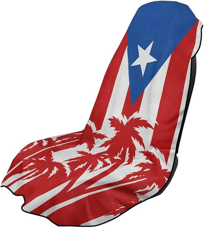 SEANATIVE Puerto Rico Flag Towel Seat Covers for Cars - Quick-Dry Sweat Towels for Gym, Hiking & Beach with Anti-Scratch Design (Machine Washable, Universal Fit)