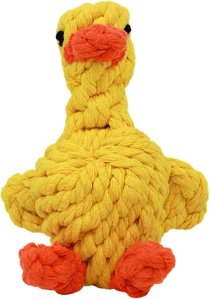 Sunny the Duck Dog Toy Yellow Duck Handmade Eco Cotton Rope Calming Dog Toy with Natural, Non-Toxic Dyes - Safe Toy for Dogs Small & Medium Breed