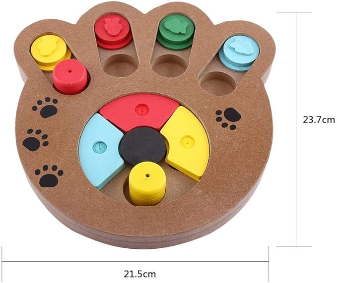 Dog Puzzle Toy, Wooden Dog Food Treat Toys Dog Puzzle Feeder Interactive Dog Training Toys for Dog Iq Training Slow Feeding and Mentally Stimulating(Paw Print Type)