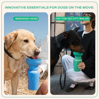 Springer by Springland Flip Portable Dog Water Bottle with Foldable Food Grade Silicone Bowl - 20 Ounce Travel Dog Water Bottle Ideal for Camping - Easy Squeeze Hydration & Release to Drain