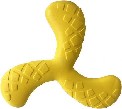 Ultra Durable Tri-Prong Dog Chew Toy for Teeth Cleaning - Non-Toxic Rubber Interactive Tug of War & Fetch Toy for Medium & Large Dogs(Yellow)