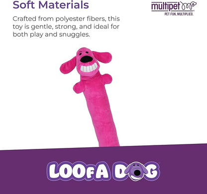 Multipet Original Loofa Dog Plush Toy - Squeaky Toy for All Dogs - Extra Soft Plush - Stuffed Animal Dog Toys for Playing (1 Count, 24”, Random Color Surprise)
