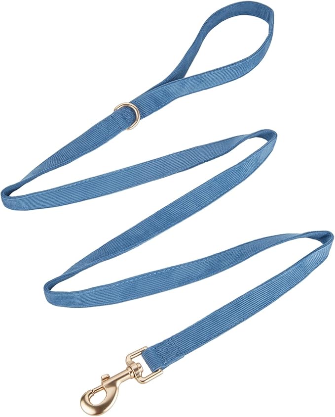 Soft Corduroy Fibric Dog Leash, 5 Feet Length Lead with Heavy Duty Rotating Hook, for Medium Large Dogs.(M,Blue)