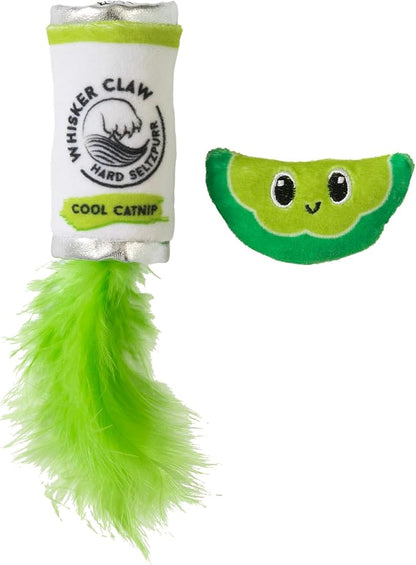 Quirky Kitty Whisker Claw & Lime Catnip Crinkle Plush Cat Toy, Pack of 2 | Soft Plush Toys with Textured Crinkle Sound | Enriched with Premium Catnip
