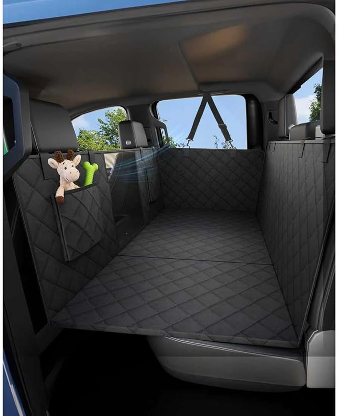 HOCHO Truck Dogs Seat Cover for Back Seat, Upgraded Hard Bottom +65% Space 400LBS Holding Dog Seat Cover Extender for Full Size Truck/SUV F150 Silverado RAM1500 GMC Tundra Titan