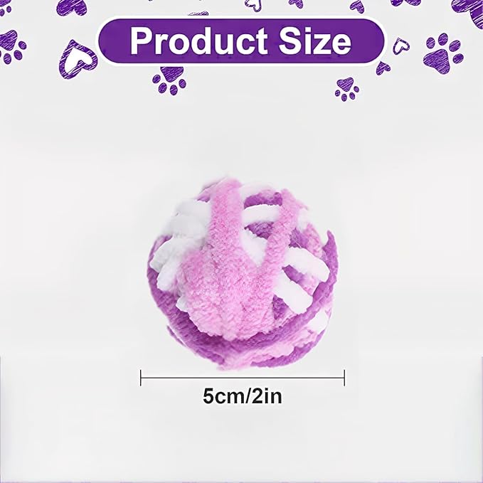 3Pcs Woolen Cat Ball with Bell Inside, Interactive Kitten Catnip Toys for Indoor Cats, Chew Jingle Ball with String Spring Toy (color-16)