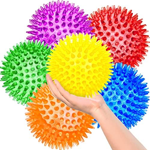 SHARLOVY 3.5” Large Dog Toys Ball, 6 Pack Squeaky Toys, Durable Spiky Ball by SHARLOVY