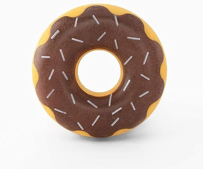 ZippyPaws ZippyTuff Dog Chew Toy - Durable Rubber Chew Ring Toy, Puppy Teething Toys, Tough & Squeaky Toys for Small, Medium, & Large Dogs, Flexible TPR Material - Chocolate Donut