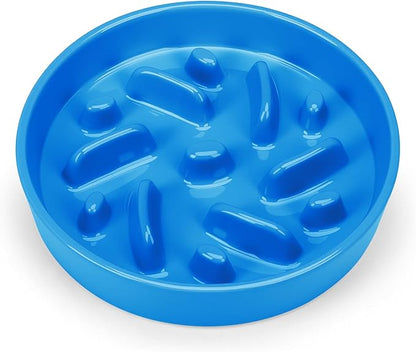 Ceramic Slow Feeder Dog Bowl, 8.3 inch Dog Food Bowls for Small, Medium, and Large Breed, Anti-Slip Puzzle Food Dish to Slow Down Eating (Blue, 8.3 in)