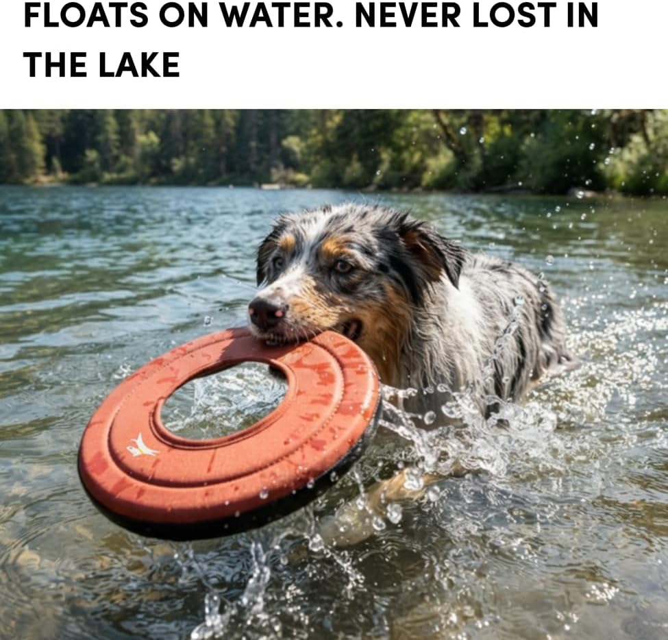 OllyDog Super Flyer Dog Flying Disc – Floating Fetch Toy for Water Play, Soft Eco-Friendly Recycled Fabric, Gentle on Teeth, 11" for Medium & Large Dogs (Cider) - Image 2
