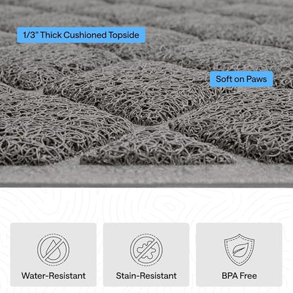 GORILLA GRIP Cat Litter Box Mat, Cushioned Coil Mesh Litter Trapping Mats, Scatter Control Supplies for Less Mess, Phthalate Free, Ultra Deep Catch Grooves, Rinse or Vacuum to Clean, 24x17 Gray 2 Pack