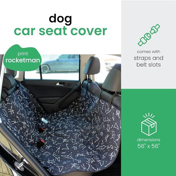 Molly Mutt 3-in-1 Back Seat Cover for Dogs, 100% Cotton Canvas Back Seat Hammock with Headrest Straps, Belt Slots, & Anchors, Non-Skid Cargo Area Cover, Machine Washable, No Harmful Chemicals, 56"x56"